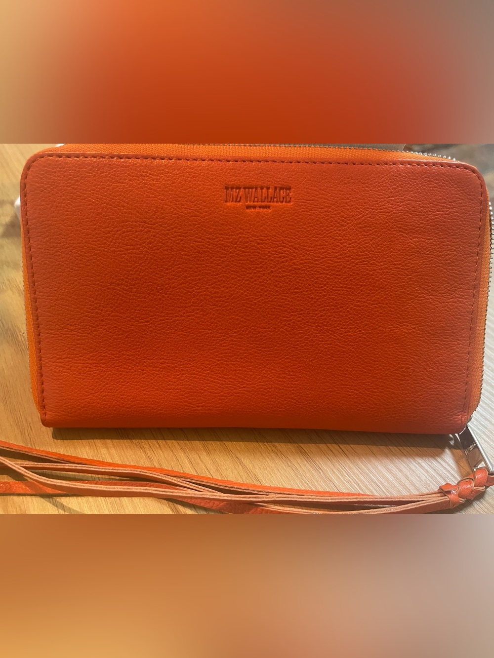 MZ Wallace Orange Pebbled Leather Wallet